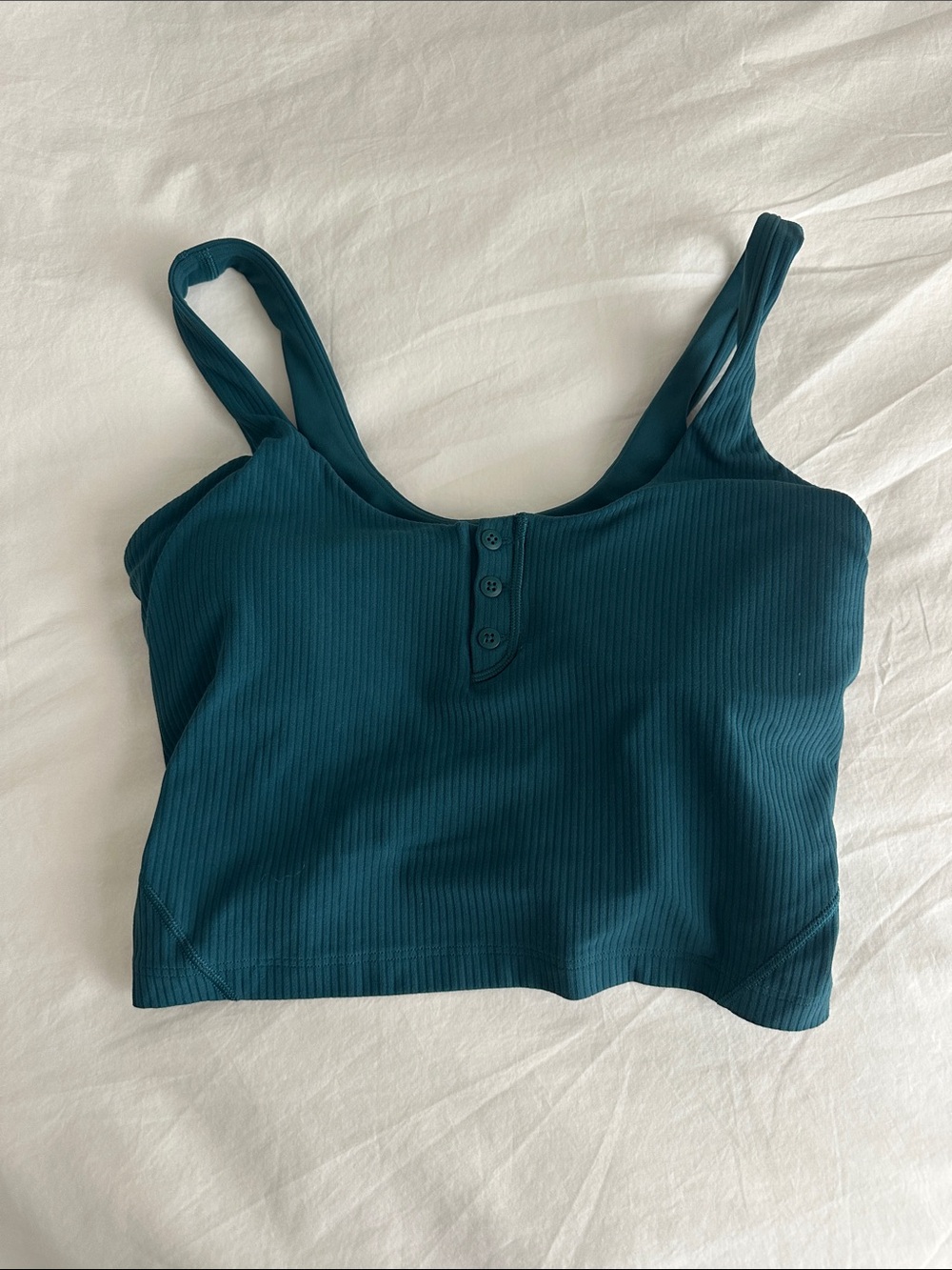 lululemon athletica Teal Ribbed Button-Front Crop Tank